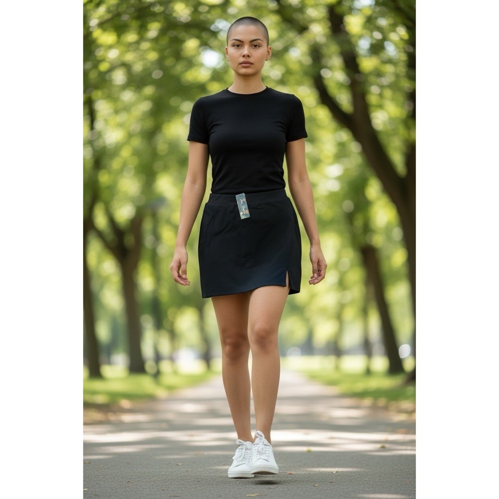 New Fashion Black Athletic‎ Skort Skirt Shorts Women's Large Polyester Spandex